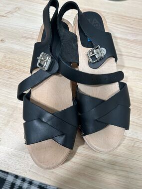 Black Leather Women's Crisscross Slingback Sandals by Mia - New ladies 10